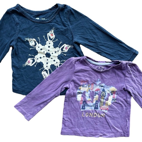 Baby Gap 2T Girls Graphic Long Sleeve  Tee Shirts Bundle - Picture 1 of 5